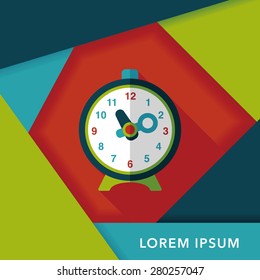 alarm clock flat icon with long shadow,eps10