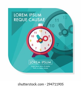 alarm clock flat icon with long shadow,eps10