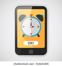 alarm clock flat icon with long shadow,eps10