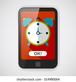 alarm clock flat icon with long shadow,eps10