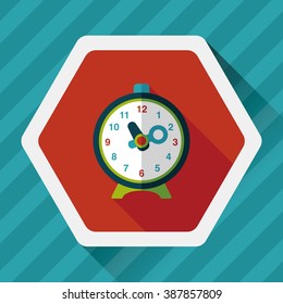 alarm clock flat icon with long shadow,eps10