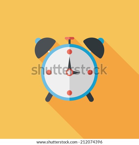 alarm clock flat icon with long shadow,eps10