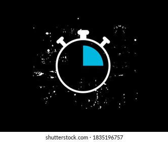 Icono plano de reloj de alarma sobre fondo negro en ilustración vectorial