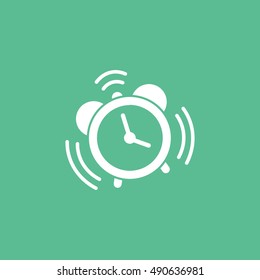 Alarm Clock Flat Icon On Green Background