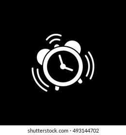 Alarm Clock Flat Icon On Black Background