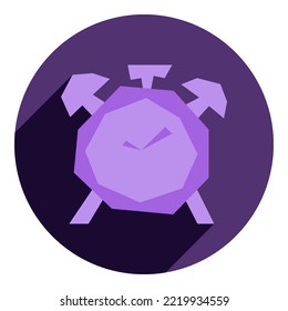 Alarm Clock Flat Icon. Purple Icon In Flat Style Of Abstract Alarm Clock. Wake Up Icon. For Web Browser.