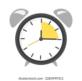 Alarm clock flat icon Time is money. Vector illustration