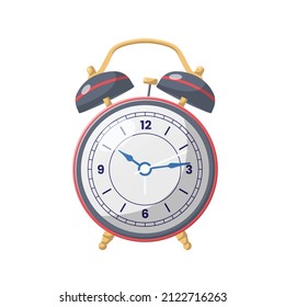 Alarm Clock Flat Illustration. Shiny and Clean Icon Design Element on Isolated White Background