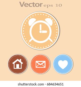 Alarm clock. Flat modern web button