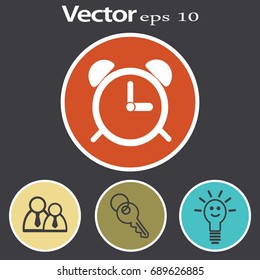 Alarm clock. Flat modern web button