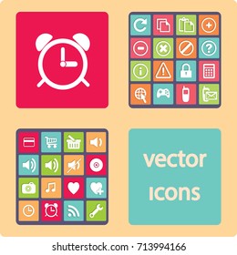 Reloj de alarma. Botón web moderno plano
