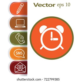 Reloj de alarma. Botón web moderno plano
