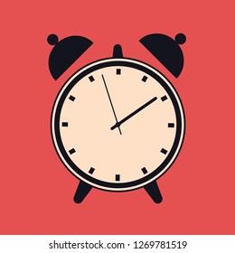 Alarm clock in flat style.