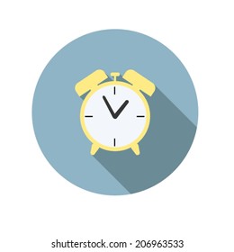 alarm clock ,Flat style with long shadows