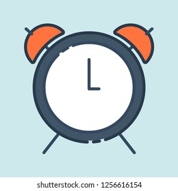 Alarm clock in flat style. Mechanical clock