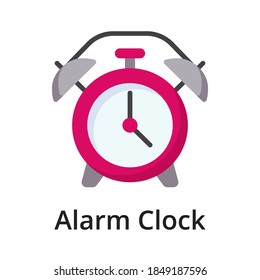 Alarm clock flat vector illustration. Single object. Icon for design on white background