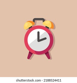 Alarm clock flat vector illustration. Alarm clock, wake up early, time to go to school, morning, clock, sleep. Vector stock illustration.