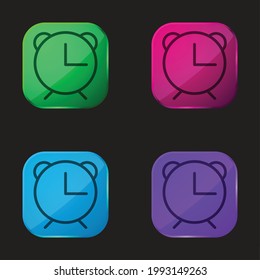 Alarm Clock four color glass button icon
