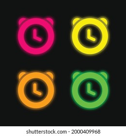 Alarma Reloj cuatro colores brillante neón icono vector
