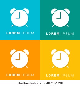 Alarm Clock Four Color Material Designed Icon / Logo