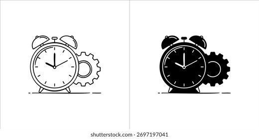 Relógio despertador com engrenagens, representando o gerenciamento de tempo e a produtividade