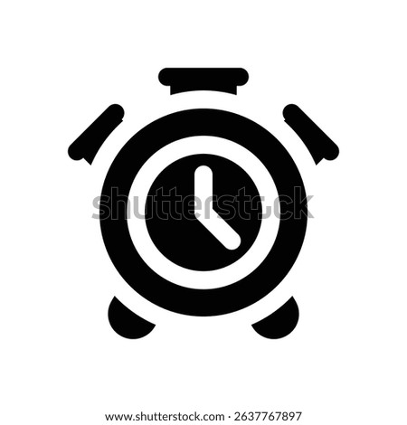 alarm clock glyph icon. Strong and solid vector icon for websites, mobile interfaces, presentations, and visual branding. High quality and easy to edit.
