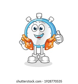 alarm clock go on vacation character. cartoon mascot vector