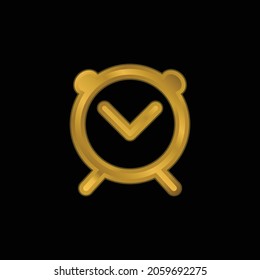 Alarm Clock gold plated metalic icon or logo vector