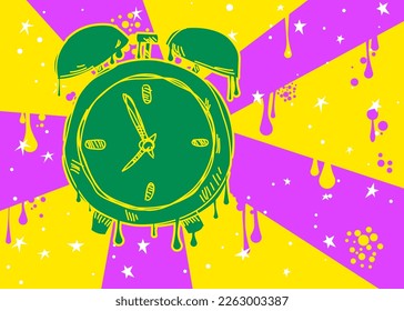 Alarm Clock Graffiti. Abstract modern street art background decoration performed in urban painting style.