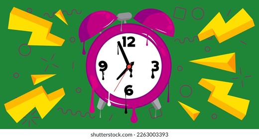 Alarm Clock Graffiti. Abstract modern street art background decoration performed in urban painting style.