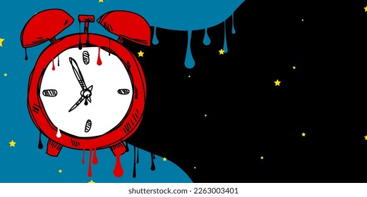 Alarm Clock Graffiti. Abstract modern street art background decoration performed in urban painting style.