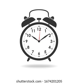 Alarm clock graphic icon. Alarm clock sign isolated on white  background. Watches template. Vector illustration