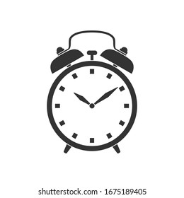 Alarm clock graphic icon. Alarm clock sign isolated on white  background. Watches template. Vector illustration