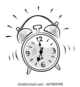 Alarm clock \ Graphic vector illustration, sketch