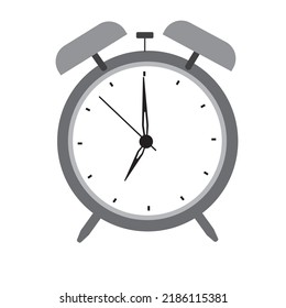 Alarm clock gray isolated on white background.Flat vector illustration .