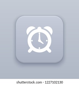 Alarm clock, gray vector button with white icon on gray background