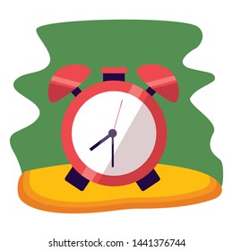 alarm clock green background back to school vector illustration