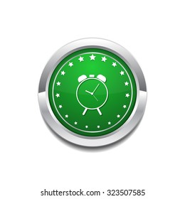 Alarm Clock Green Vector Icon Button