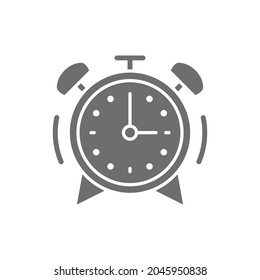Alarm clock grey icon. Isolated on white background
