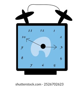 Alarm clock hand draw doodle cartoon character style