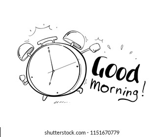 alarm clock hand drawn