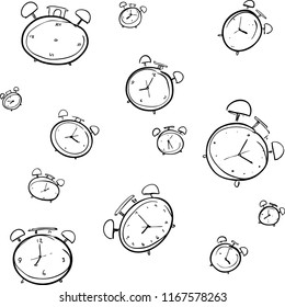 Alarm Clock Hand Drawn Stock Vector (Royalty Free) 1167578263 ...