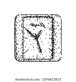 alarm clock hand drawn. hour minute, second tock, dial hands alarm clock vector sketch. isolated black illustration