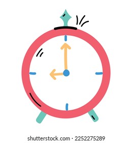 Alarm clock hand drawn icon, premium download 