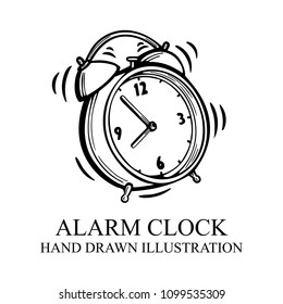 Alarm clock. Hand drawn alarm clock illustration.
Alarm clock sketch isolated on white background.
Alarm clock vector old fashioned illustration.