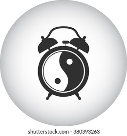 Alarm clock harmony simple icon on  round background