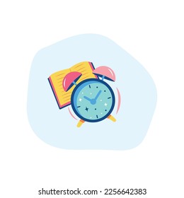 Alarm clock homework time isolated on background in flat style. Vector illustration