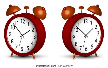 alarm clock icon in 3d isolated on white background. Mechanical watch for measuring time. Vector