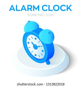 Alarm Clock Icon. 3D Isometric Alarm Clock sign. Time symbol. Created For Mobile, Web, Decor, Print Products, Application. Perfect for web design, banner and presentation. Vector Illustration.