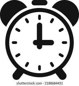 Alarm Clock Icon. Black Deadline Symbol. Reminder Sign